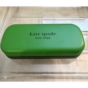 Kate Spade Faux Leather Hard Eyeglass Case Clamshell Green Preppy Designer